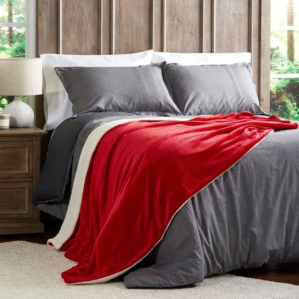 Threshold Red and Cream Shearling Sherpa oversized Throw Blanket 50x60